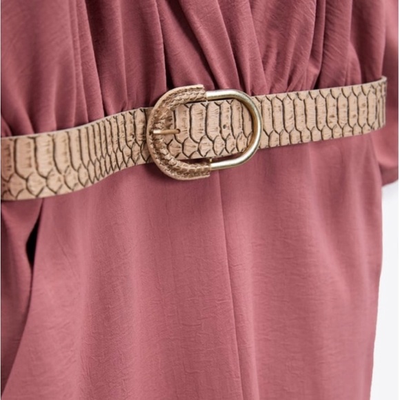 NWT ZARA JUMPSUIT WITH BELT,SIZE L, Marsala Colour. - Picture 7 of 12